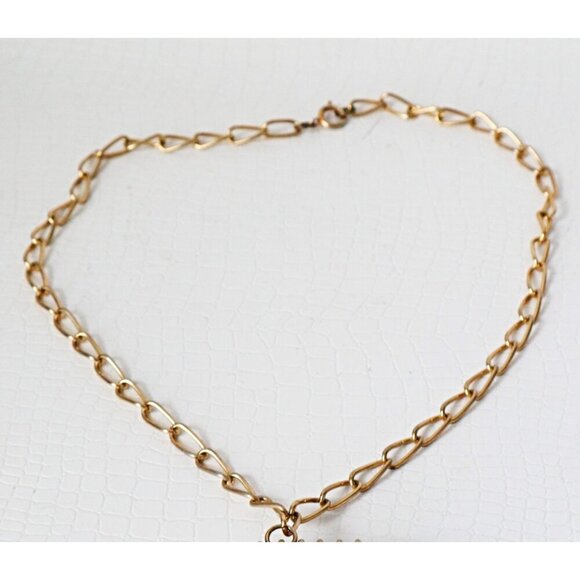 Vintage Gold Tone Metal Large Round Spiral 18" Statement Pendant Necklace - Picture 2 of 5